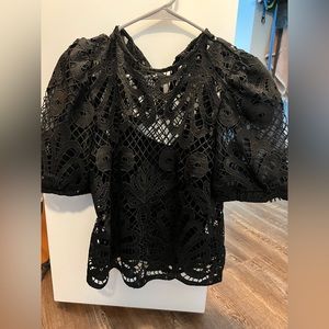 Express lace top with built in tank top